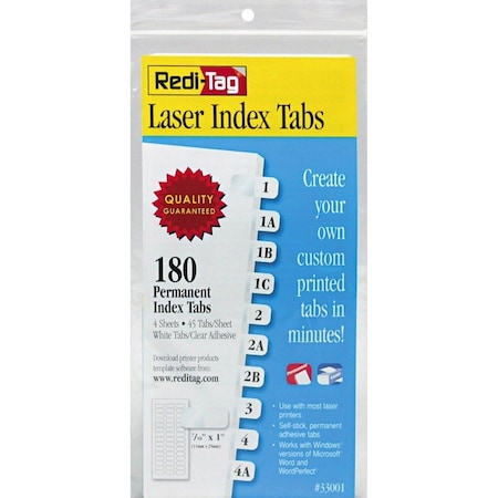 Redi-Tag Refill, Tab, Lsr, Perm, We, 180 RTG33001